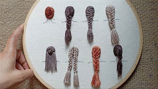 8 beautiful hair embroidery tutorial | Girl and hair embroidery tutorial | Embroidery for beginners|