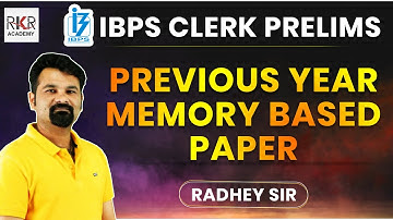 IBPS CLERK Prelims 2021 | Previous Year Memory Based Paper | Reasoning with Radhey Sir | RKR Academy