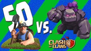 50 Miners vs Max Golem - What happens? - Clash of Clans - COC