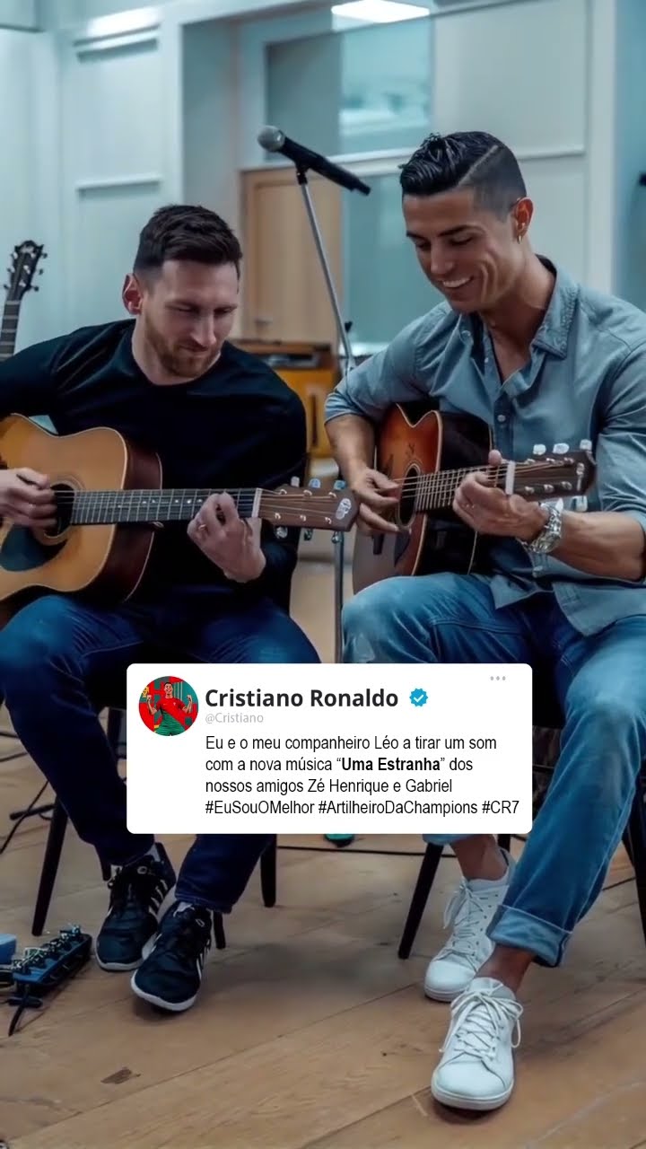 Depois que cantamos “Uma Estranha” para o Messi no bar, ele não para! Agora ele foi ensinar o CR7?