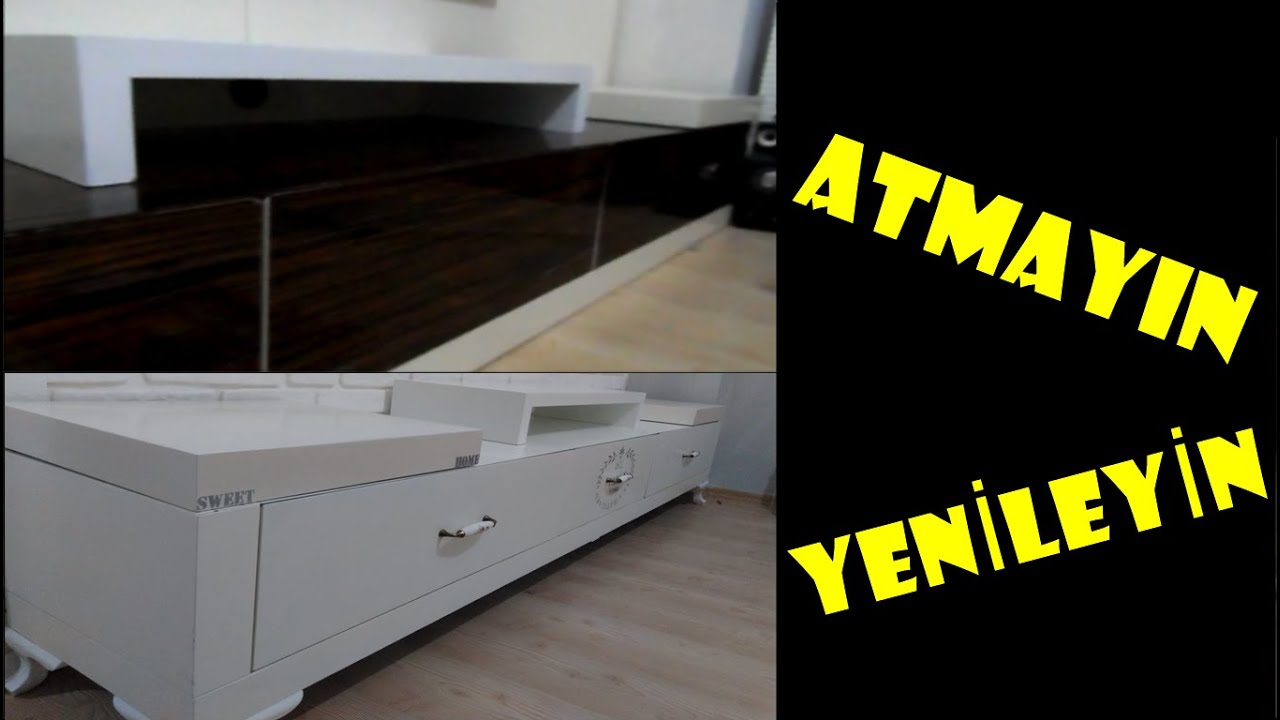 TV ÜNİTESİ YENİLEME / ATMAYIN YENİLEYİN / BEFORE AFTER - YouTube