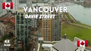 【4K】Downtown Vancouver BC Davie Street Walk 2024 🍁 Relaxing Walking Tour in Canada with City Sounds