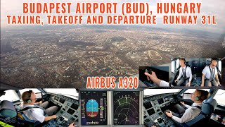 BUDAPEST(BUD) | Takeoff + departure over the city from runway 31L | Airbus A320 cockpit + pilots