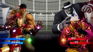 RED RYU & IRON MAN VS DARK HULK & YELLOW RYU - Marvel vs Capcom Infinite All Costumes Unlock