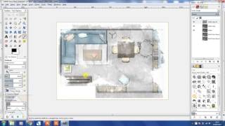 Rendering a SketchUp Floor Plan Using GIMP