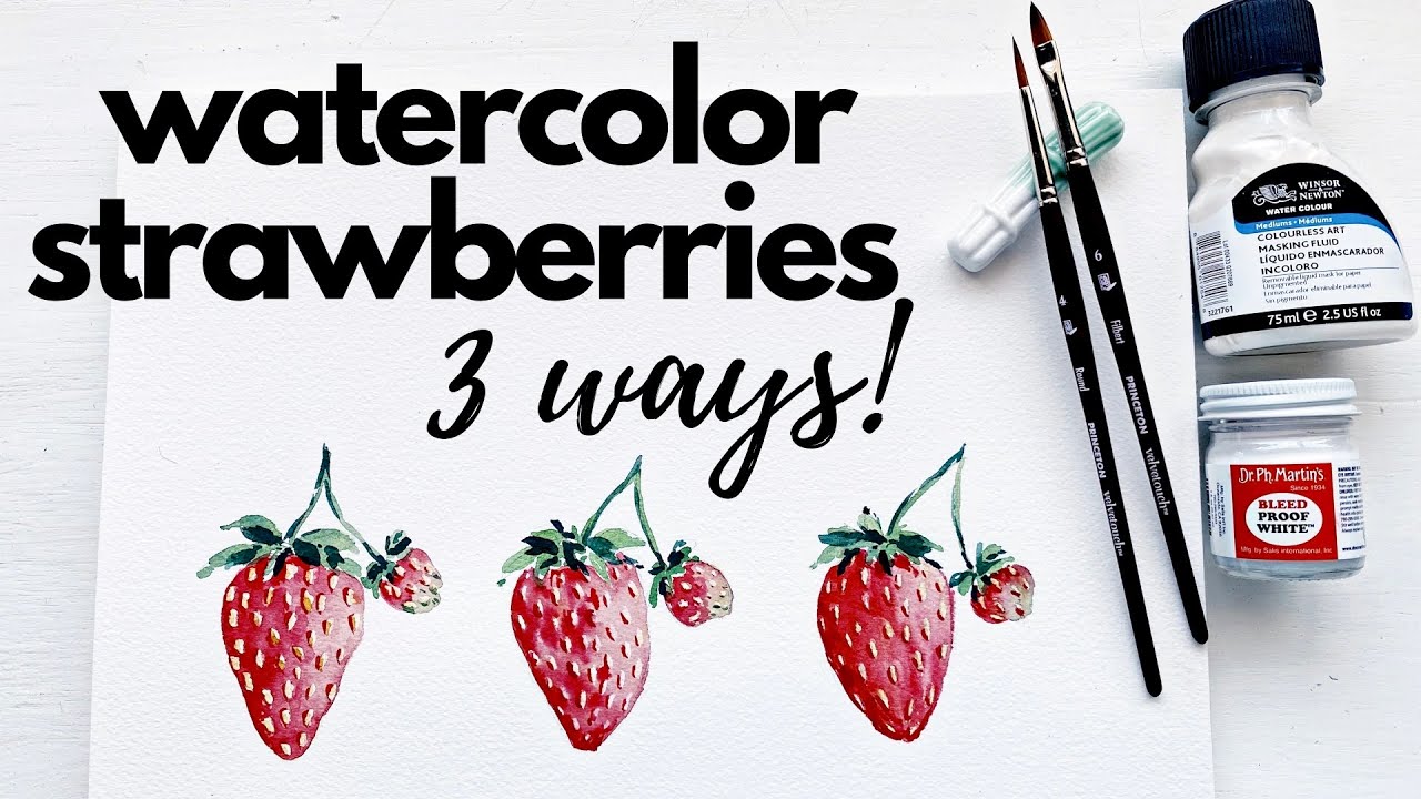 3 techniques for painting watercolor strawberries