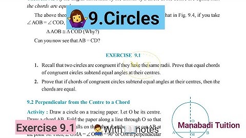 9th class Maths| Chapter 9|🤷‍♀️Circles| 💁‍♂️Exercise 9.1|Q.no 1&2 |with notes|