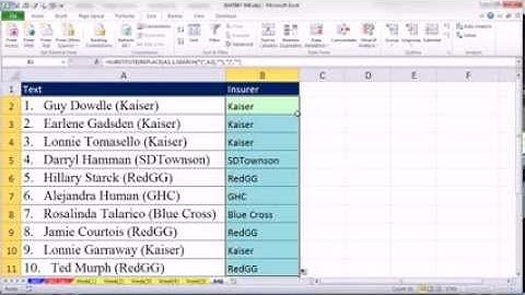 Excel Magic Trick 948: Lookup Insurance Name from within Parenthesis (Extract Text From Text String)