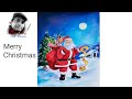 How to draw santa claus with christmas tree  christmas drawing with easy