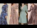 Vintage Floral Printed Dress Women Casual Long Sleeve V Neck Bandage Dress