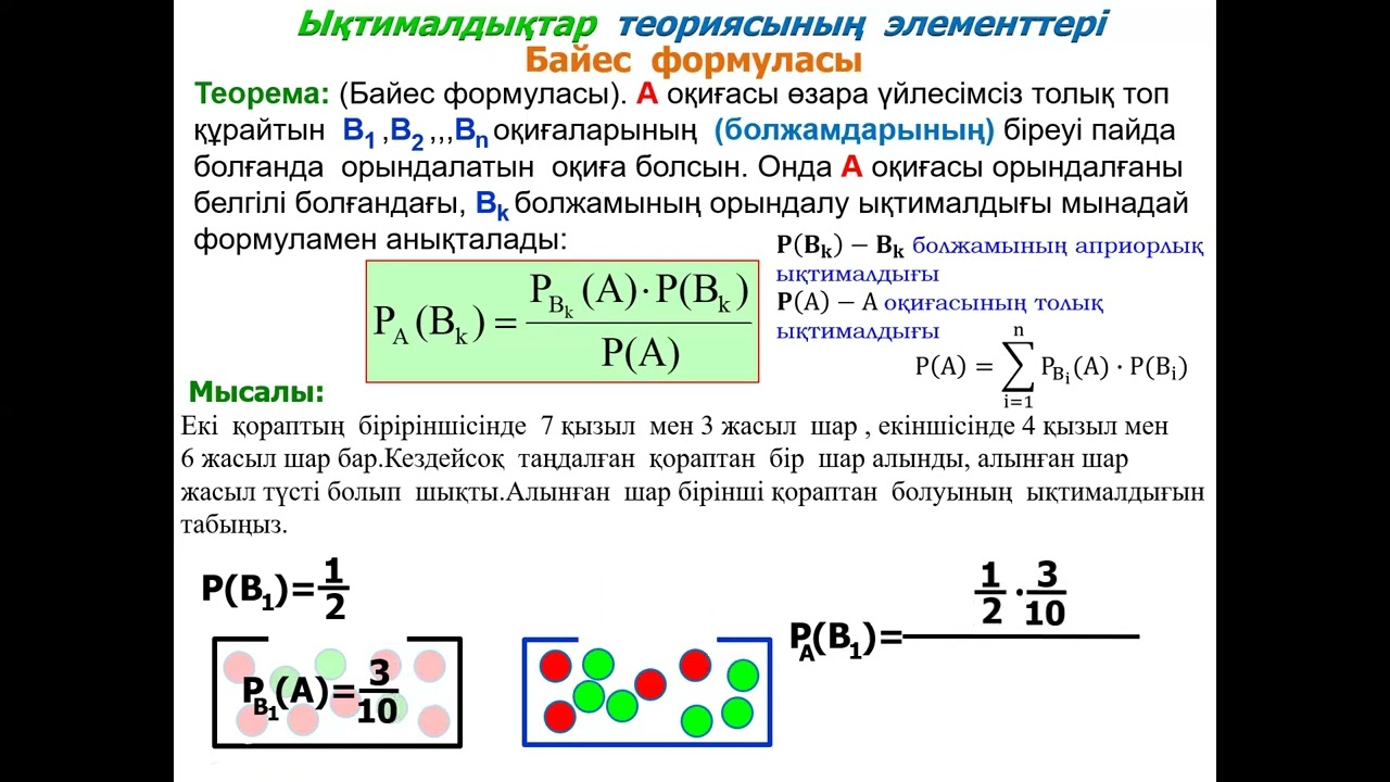 ҰБТ 2023/ЫҚТИМАЛДЫҚ ТЕОРИЯСЫ(БАЙЕС ФОРМУЛАСЫ).