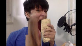 eating burrito vertically