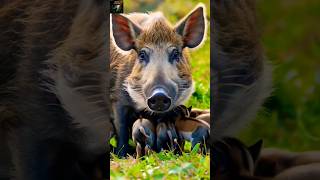 Momen Langka Induk Babi Hutan Sedang Menyusui Anaknya Tertangkap Kamera Dron