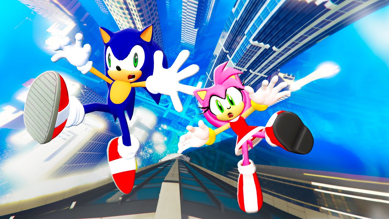 GTA 5 Sonic & Amy Rose - Crazy Stunts and Water Ragdolls!