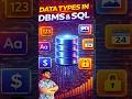 DBMS Data Types in 3 min Vide0 🔥| Must Know for SQL #sql #dbms #dataanlysis #trending #ml #ai #viral