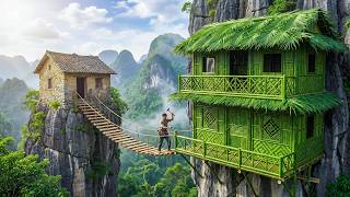 This man built a bamboo house on a steep cliff in just 100 days. | by @BushcraftSatyr