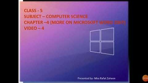 Class-5, Computer Science, Ch-4(More on Microsoft Word 2007) video-4