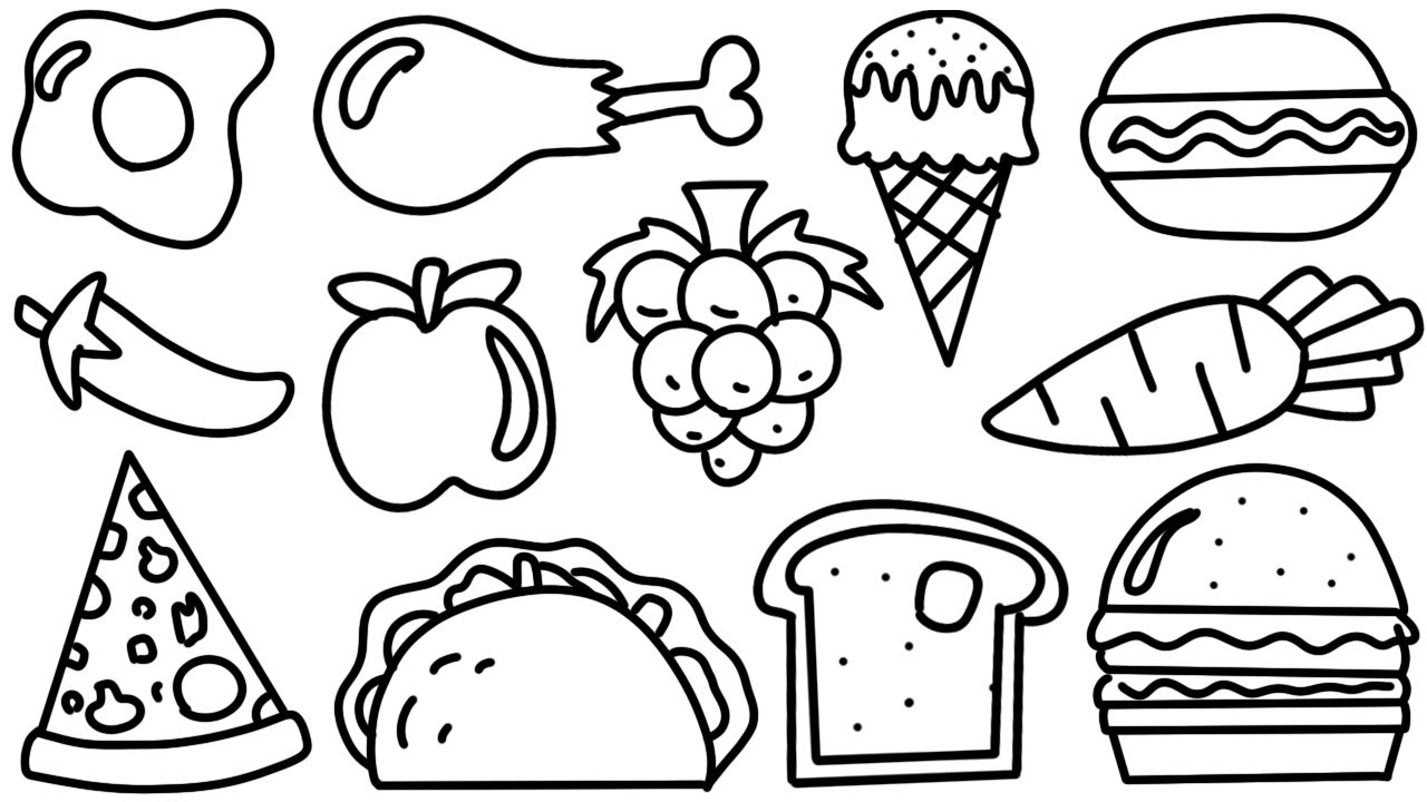 Как рисовать продукты питания: полезные и вредные, фрукты, мороженое, вредная еда