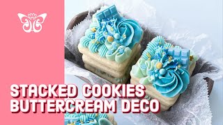 Pretty Stacked Cookies Filled with Buttercream - Cookie Decorating Kit