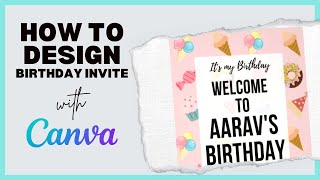Canva Tutorial CUSTOM PATTERN DESIGN | Example of Birthday Invite | Cute Party Invite Design screenshot 2