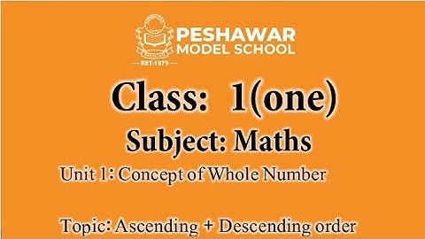 Maths | Class 1 | Chapter 1 | Concept of Whole Numbers | Ascending and Descending orders
