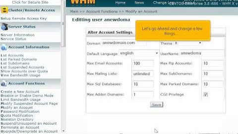 How to modify an account in WHM - 4GoodHosting Support