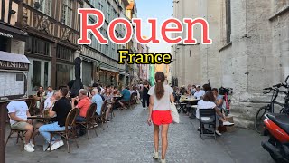 Rouen France, walking tour - 4K HDR fps60 [4K] relaxing WALKING TOURS CITY | summer in Rouen