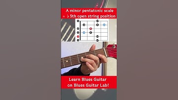 How to play A minor pentatonic scale + ♭ 5 in open string position #shorts