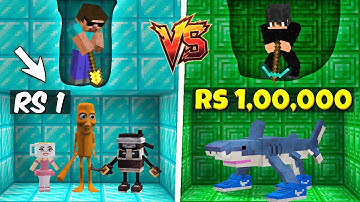 Rs1 vs Rs 1,00,000 Tung Tung Sahur Mining Challenge in Minecraft @ProBoiz95