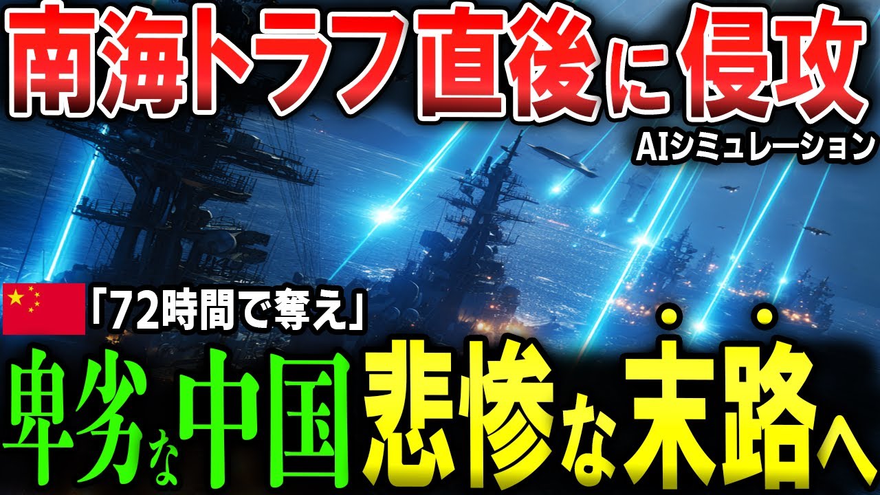 もしも南海トラフの混乱に乗じて中国軍が日本を侵攻してきたら？中国軍vs自衛隊＋米軍！レールガンが火を噴く72時間の日本防衛AIシミュレーション
