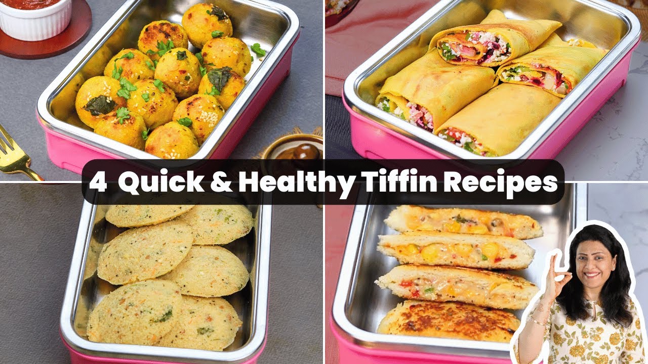 4 Easy lunch box recipes in 15 Mins |  हेल्दी टिफ़िन रेसिपीज | Snacks Recipes Part-17 | MintsRecipes