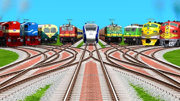 9️⃣ Trains Crossing On Cuverd & Forked Railroad Tracks | indian railways | indian train simulator 