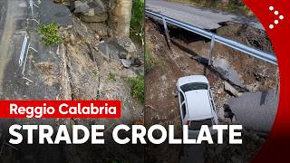 Reggio Calabria, i danni del maltempo: frane nell'entroterra, auto inghiottita