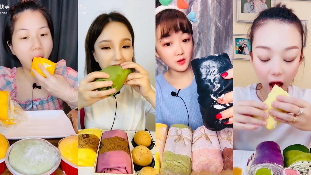 ASMR 22 Minute Special of Eating TOWEL ROLL CREPE & MOCHI DESSERTS 먹방 | 饮食表演 | การแสดงการกิน| 食事ショー
