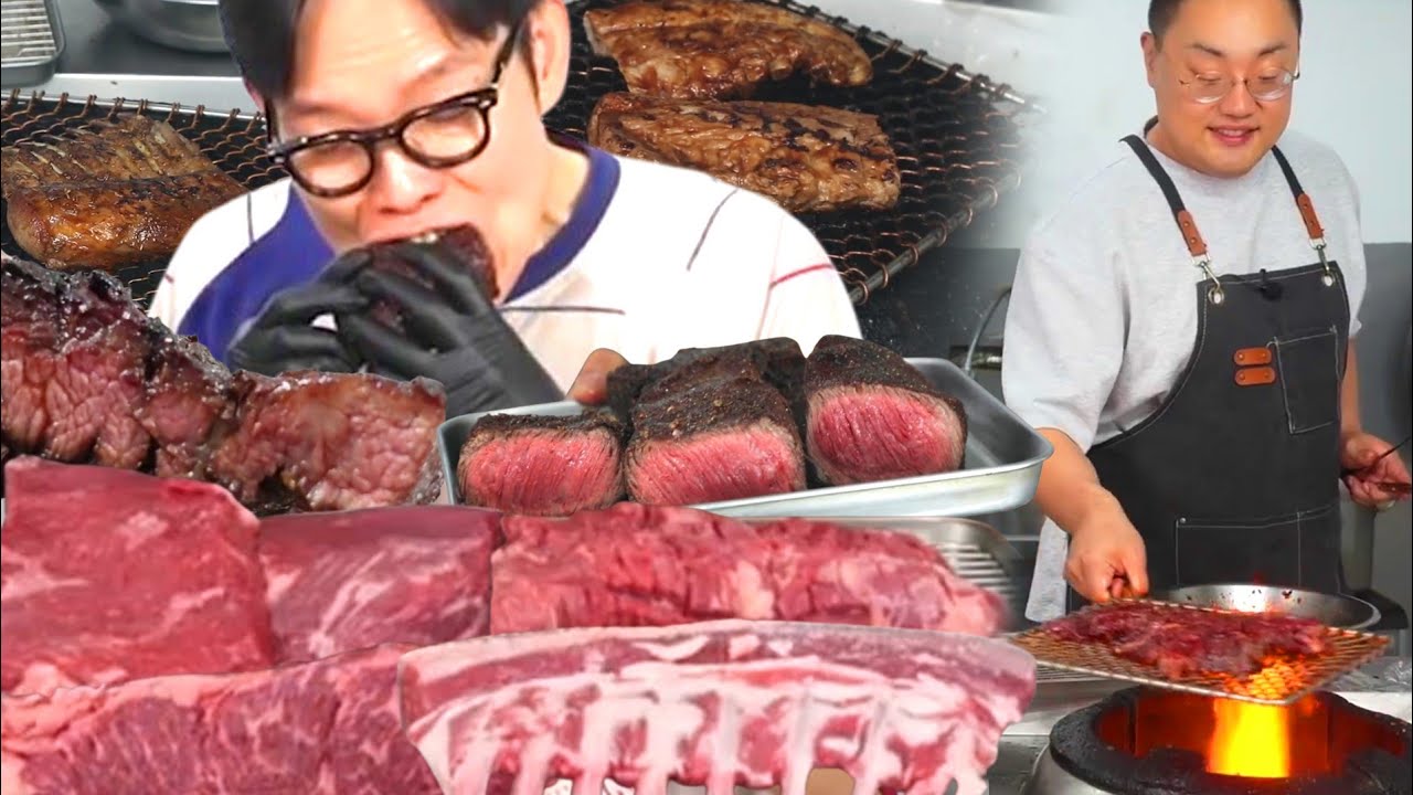 산처럼 쌓아놓고 고기 통으로 뜯어먹는 먹방 [w. 용형]