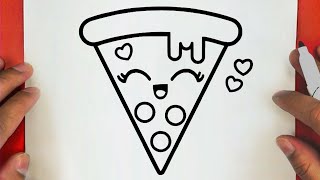 كيف ترسم بيتزا كيوت وسهلة خطوة بخطوة / رسم سهل / تعليم الرسم للمبتدئين || Cute Pizza Drawing