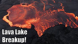 Big Lava Lake Breakup - 4K Drone Footage, Iceland