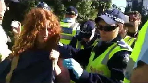 Occupy Melbourne Police Strip Tent Girl