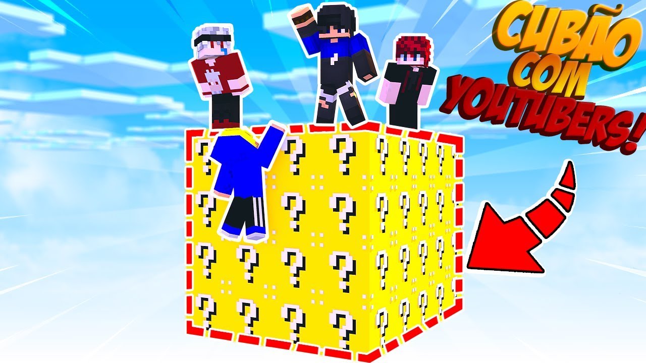 CUBÃO DE LUCKY BLOCK COM YOUTUBERS (SERVER PIRATA E ORIGINAL) - YouTube