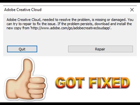 How to fix Adobe Creative Cloud is need to resolve the problem, file is missing or damaged