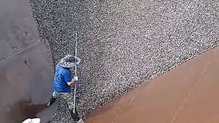 Barge unloading concrete gravel - my daily work on the barge