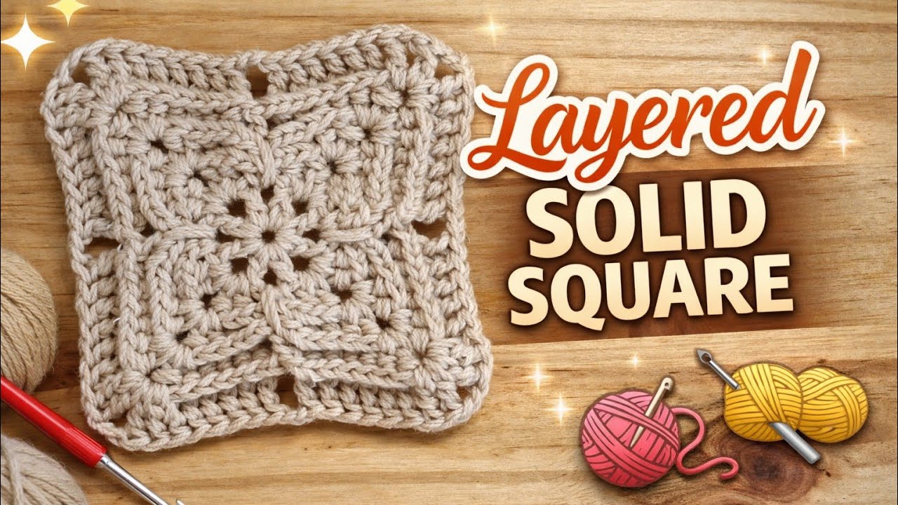 Beautiful Layered Solid Granny Square | Easy Crochet Tutorial for Blankets & Cushions #crochet #diy