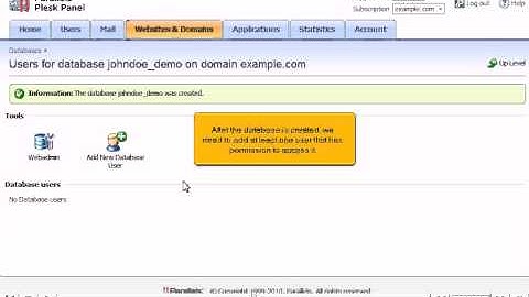 How to create Databases in Plesk