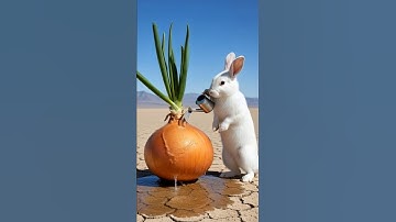 The rabbit saved the Onion plant from drying out by watering it😭#ai #tree #save #water