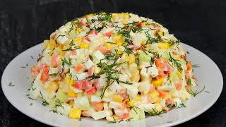 БЫСТРЫЙ Салат с Крабовыми Палочками "Классический" - Вкусный Салат с крабовыми палочками на СТОЛ