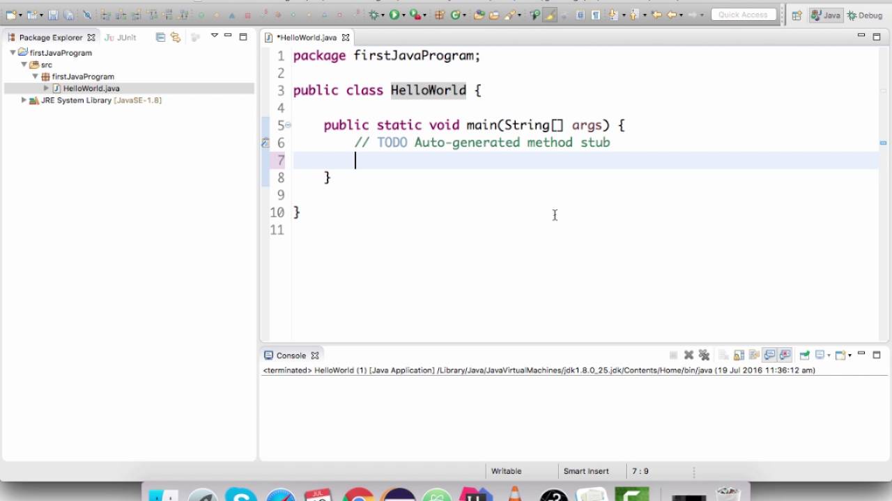 Writing your first java program in Eclipse