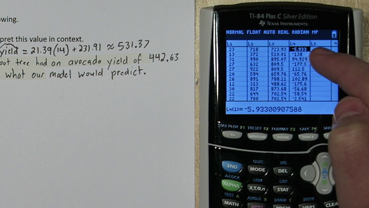 Calculating Residuals \u0026 Making Residual Plots on TI-84 Plus