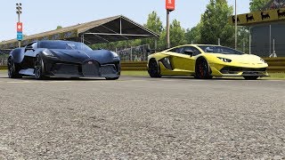 Bugatti La Voiture Noire vs Lamborghini Aventador SVJ at Monza Full Course