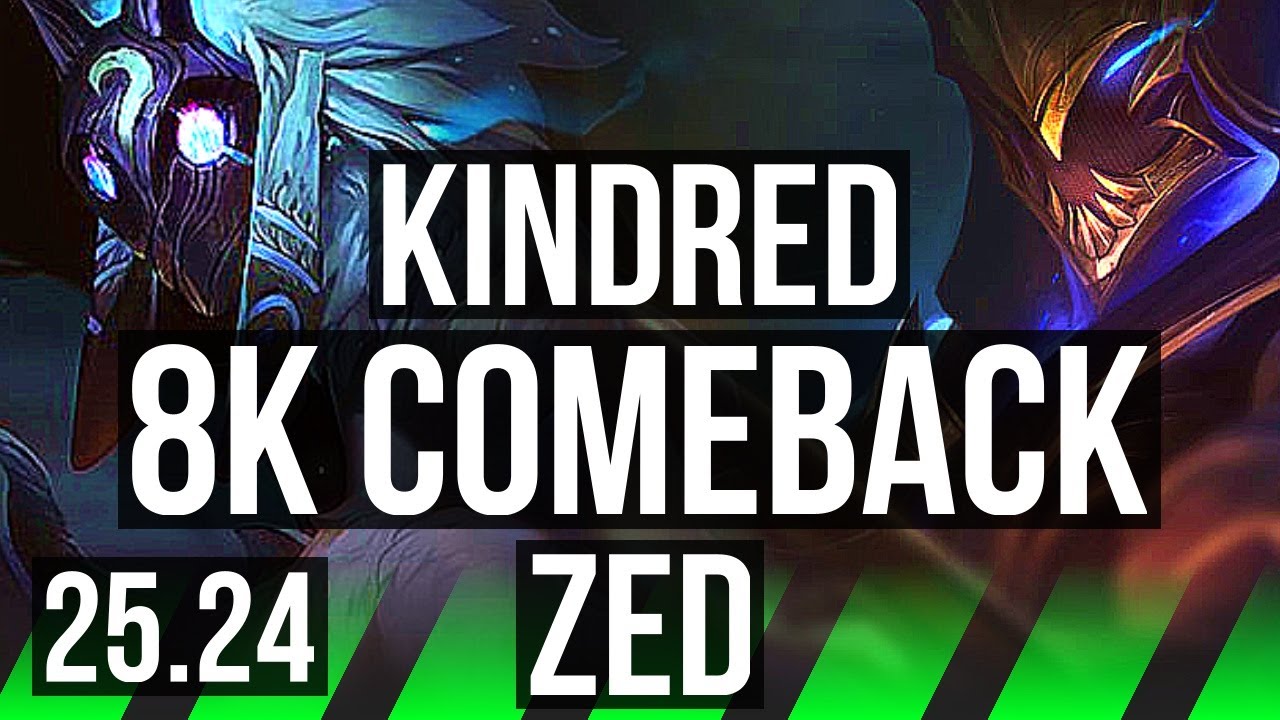 KINDRED vs ZED (JGL) | 8k comeback, 12/2/7 | KR Master | 25.24