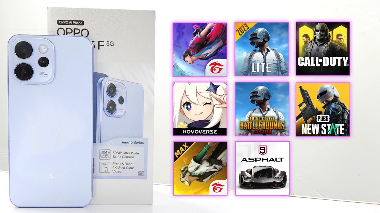 Oppo RENO 15F 8+ Games Test - PUBG/FreeFire/Genshin Impact/Call Of Duty/New State